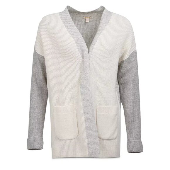 Barbour Women's Knit Dipton Cardigan in Cream/Gray Size Large - Picture 1 of 16